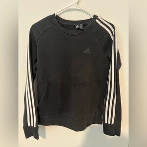 Adidas Black Long Sleeve Hoodie with White Stripes